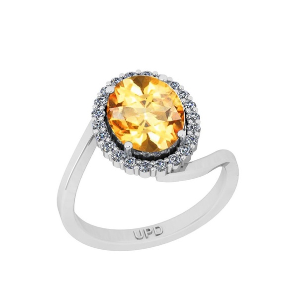 BEAUTIFUL 2.5 ct Citrine Diamond Halo Alternative Engagement Ring Wedding 6 - Picture 1 of 3